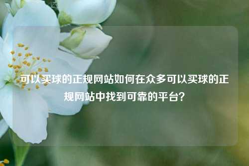 可以买球的正规网站如何在众多可以买球的正规网站中找到可靠的平台？
